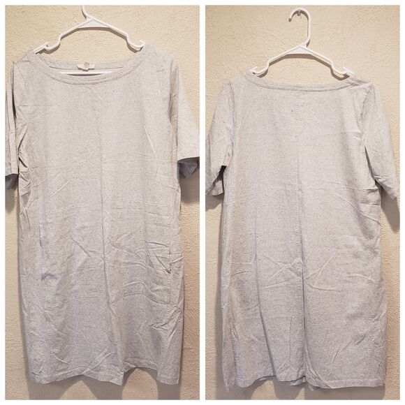 Eileen Fisher M Crew Neck Cotton Jersey T-Shirt Dress Above Knee Gray - Picture 1 of 7